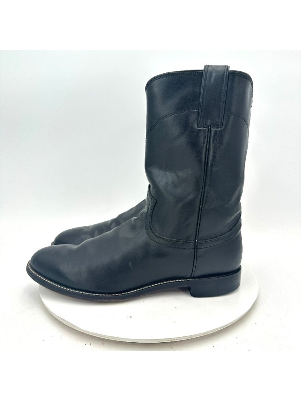 Justin Jackson Men Size 10D 3133 Black Leather Round Toe Roper Casual Boot